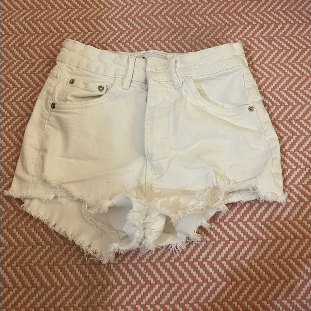 Zara white denim shorts, size 0